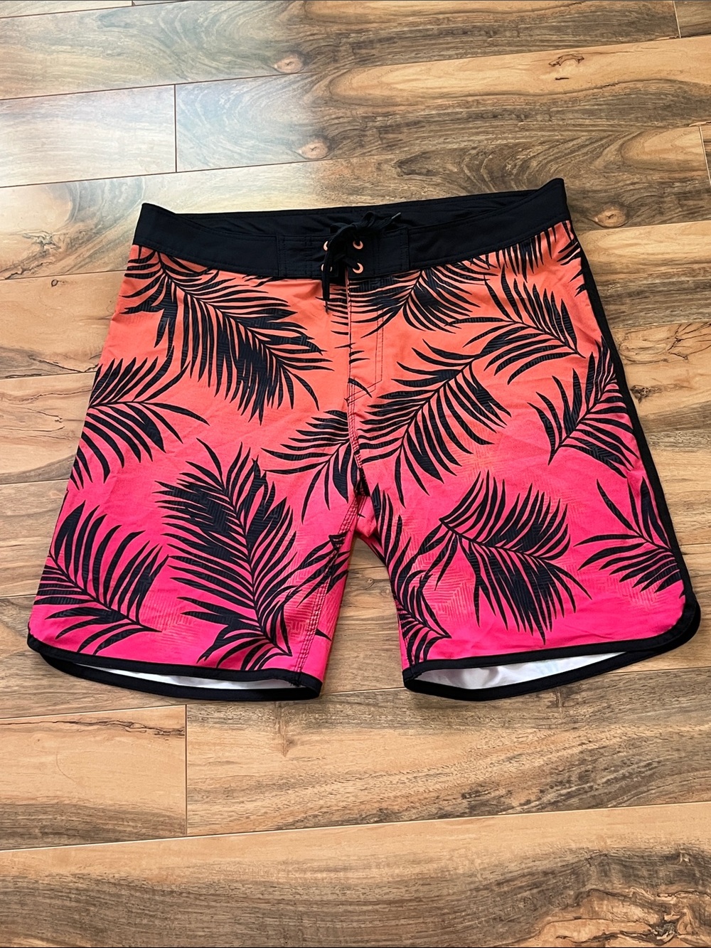 Burnside Board Shorts Mens 38 Palm Leaf Tropical Swim Trunks Beach Resort Wear